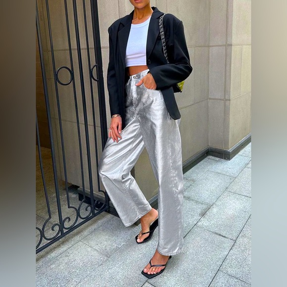 Commence Metallic Leather Straight Leg Pant - Picture 2 of 9